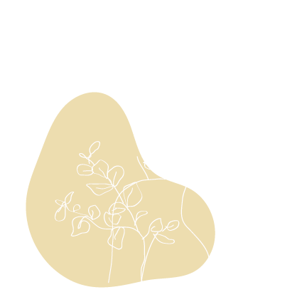 Ilustración en línea blanca de una figura humana integrada con ramas y hojas, sobre una forma abstracta amarilla, que simboliza crecimiento y unión con la naturaleza.